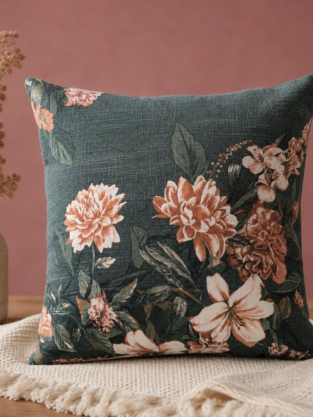 Threshold NEW Floral Throw Pillow 20x20 Green Target Decorative Cushion